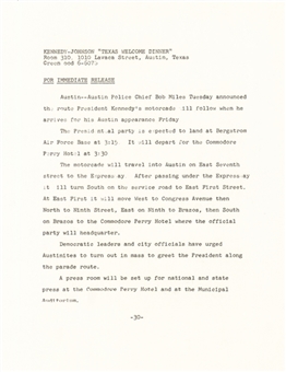 1963 Press Documents Promoting John F. Kennedys "Texas Welcome Dinner on 11/22/63